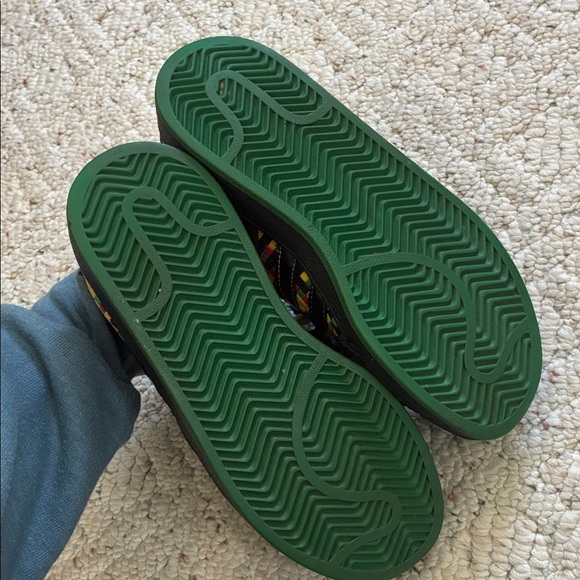 adidas Superstar Green Red Yellow Black Jamaica Marley Rasta Athletic Sneakers - Picture 5 of 8